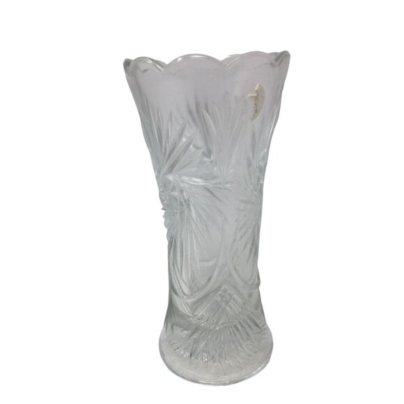 Vintage Clear Glass Bud Vase w/ Scalloped Edge Top - about 6'' tall - Picture 1 of 8